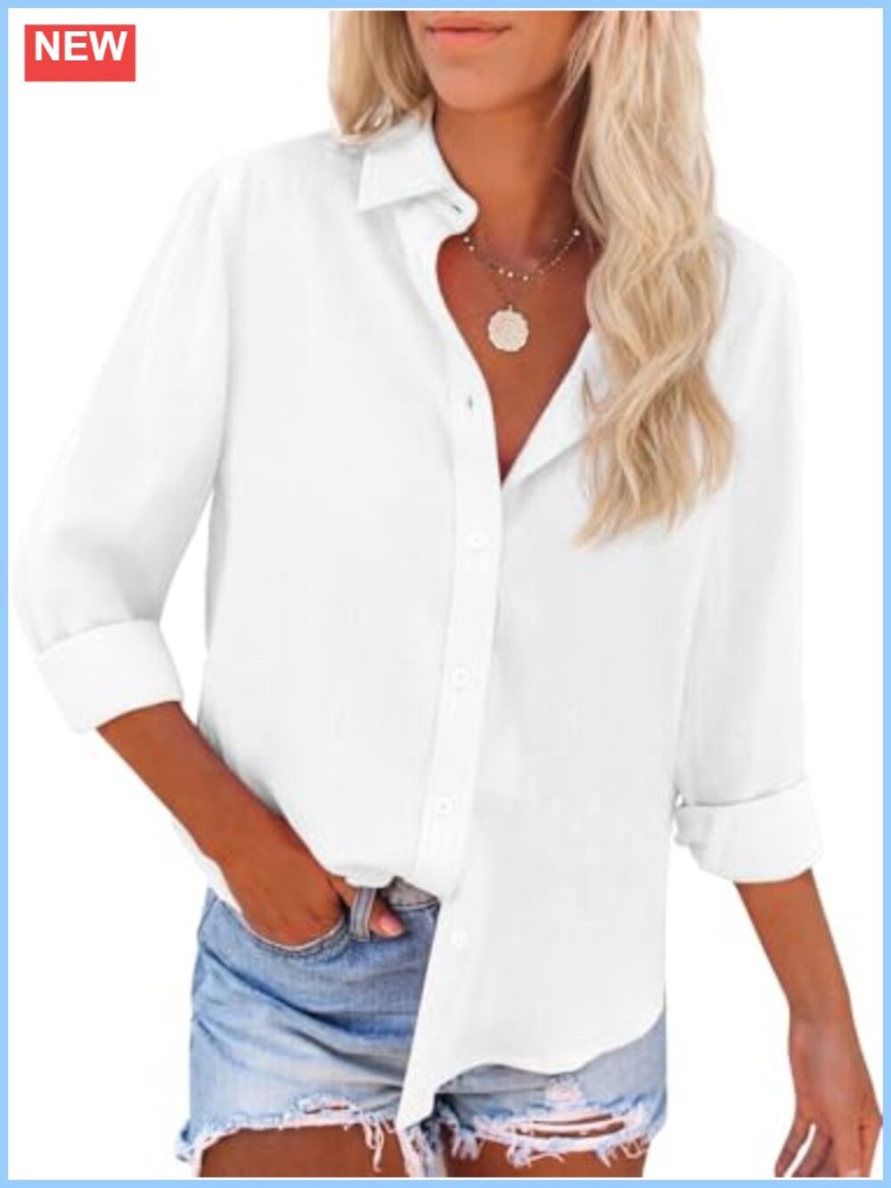 Women's Cotton Oxford Button Down Long Sleeve Blouse Relaxed Fit
